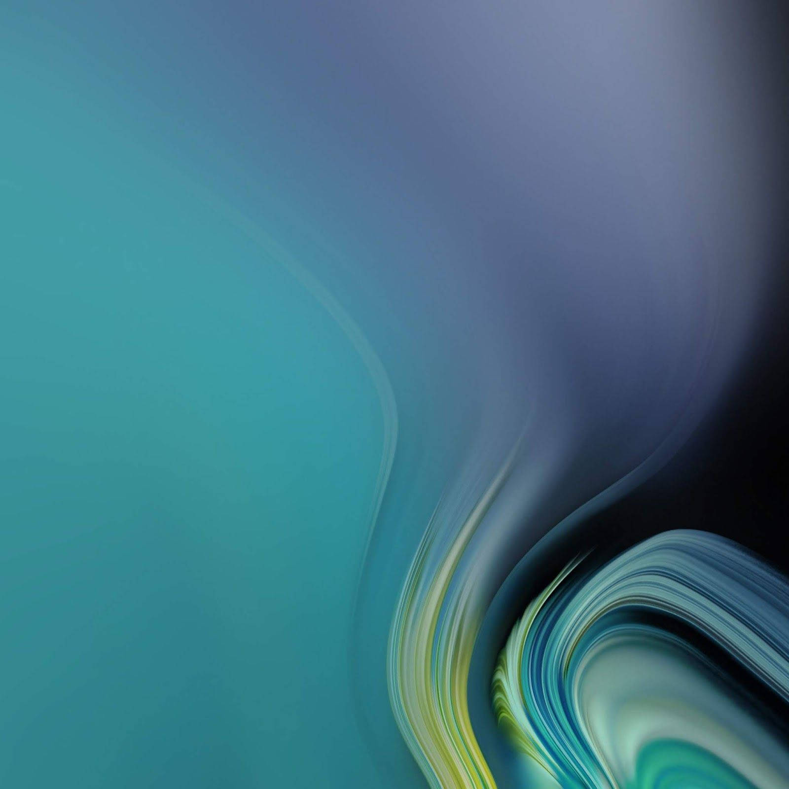 Note 10 桌布 壁紙 — 流暢的藍綠色和紫色漸變旋轉成動態抽象構圖。