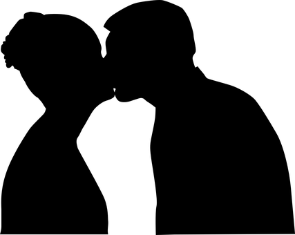 浪漫情侶剪影之吻 壁紙