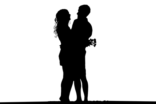 浪漫情侶剪影夕陽 壁紙