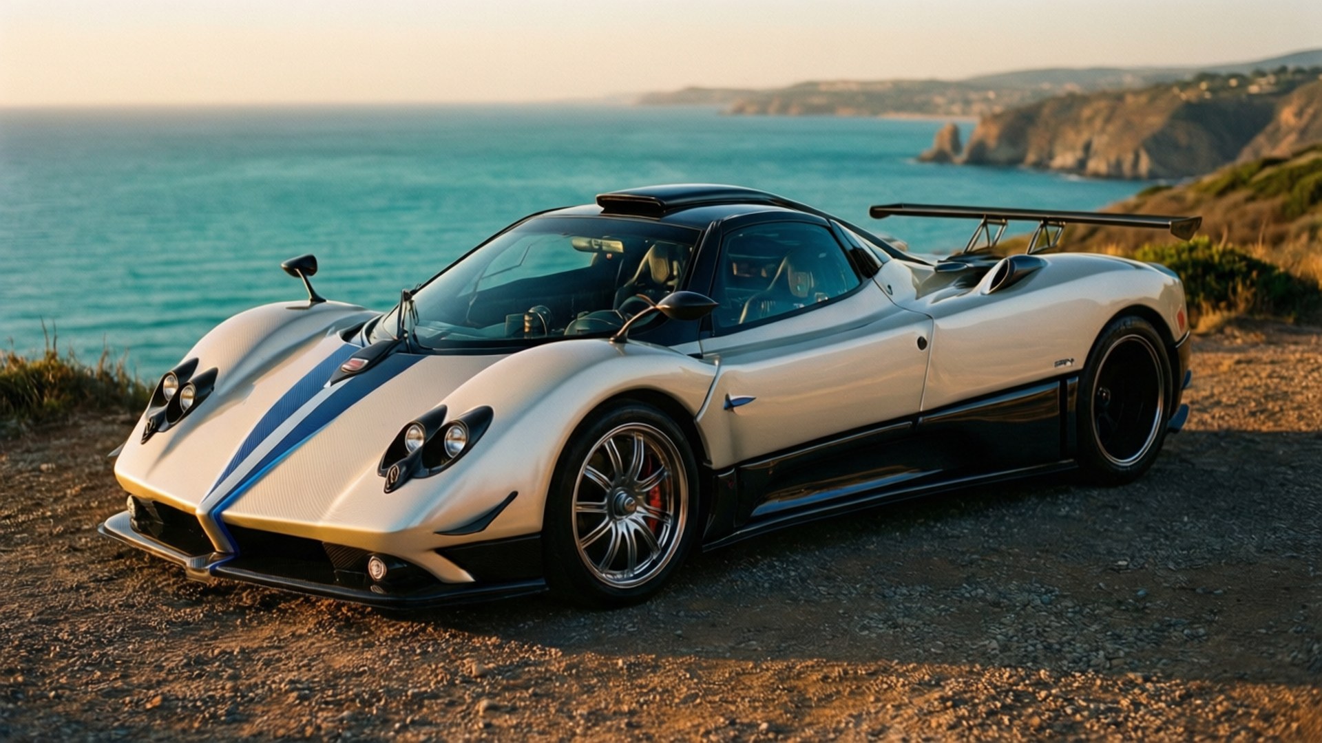 海岸邊的Zonda R 壁紙