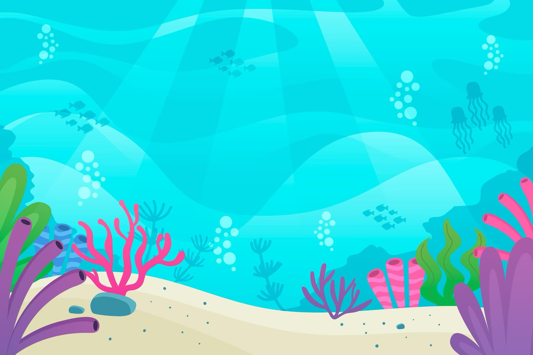 海底水族館場景 壁紙