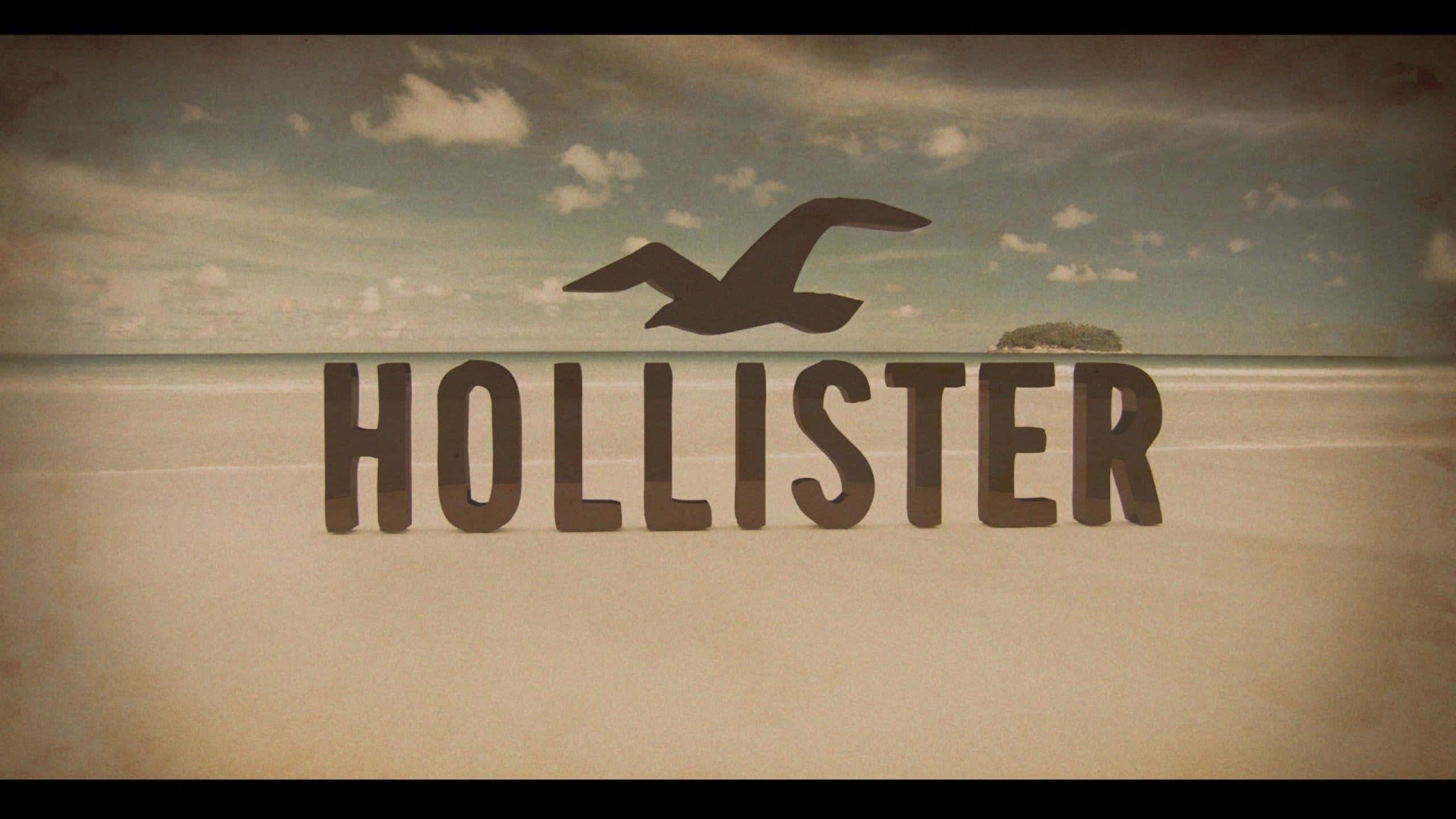 海灘上的Hollister標誌，背景有一隻鳥 壁紙