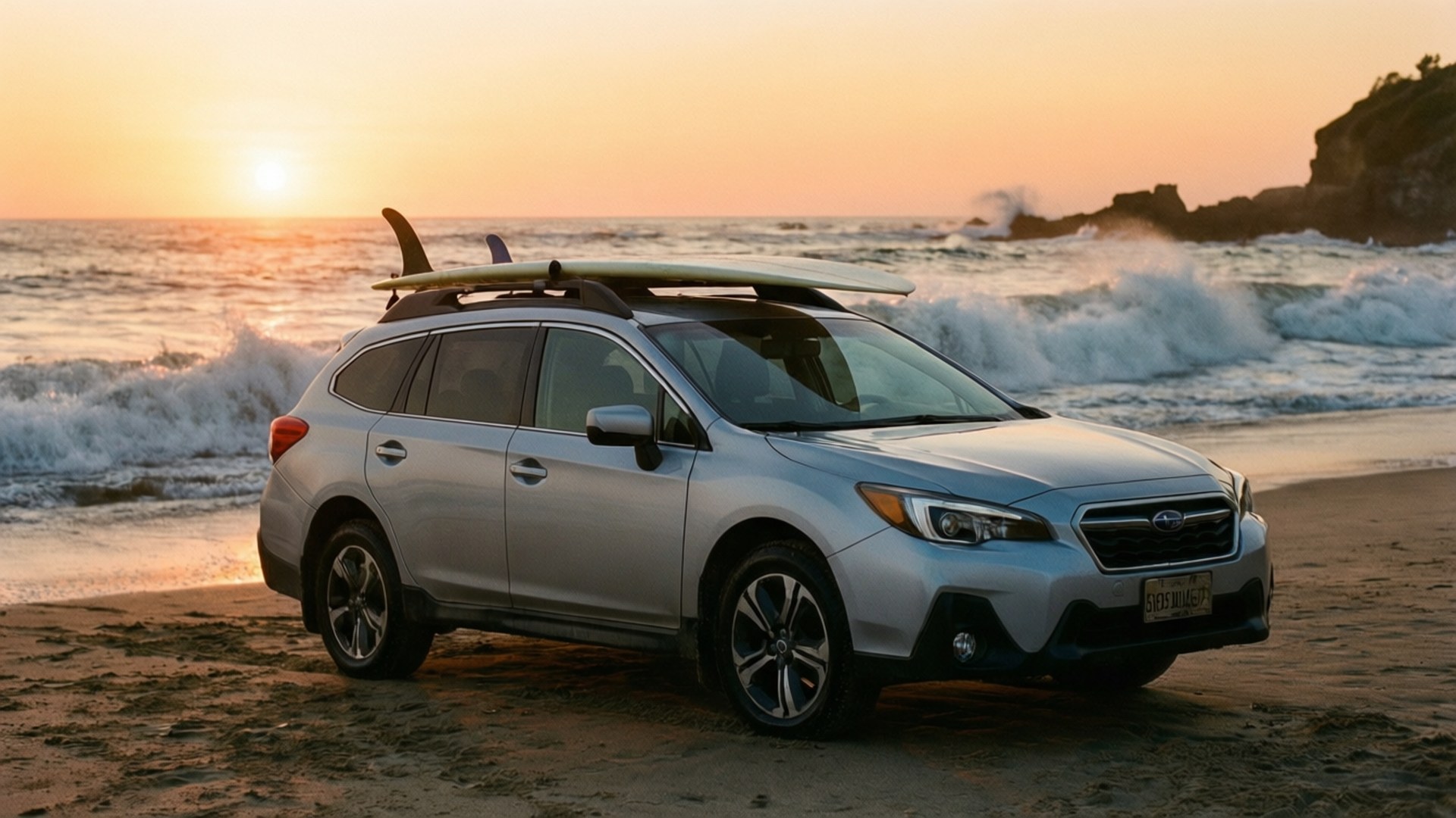 海灘冒險 Subaru Outback 壁紙