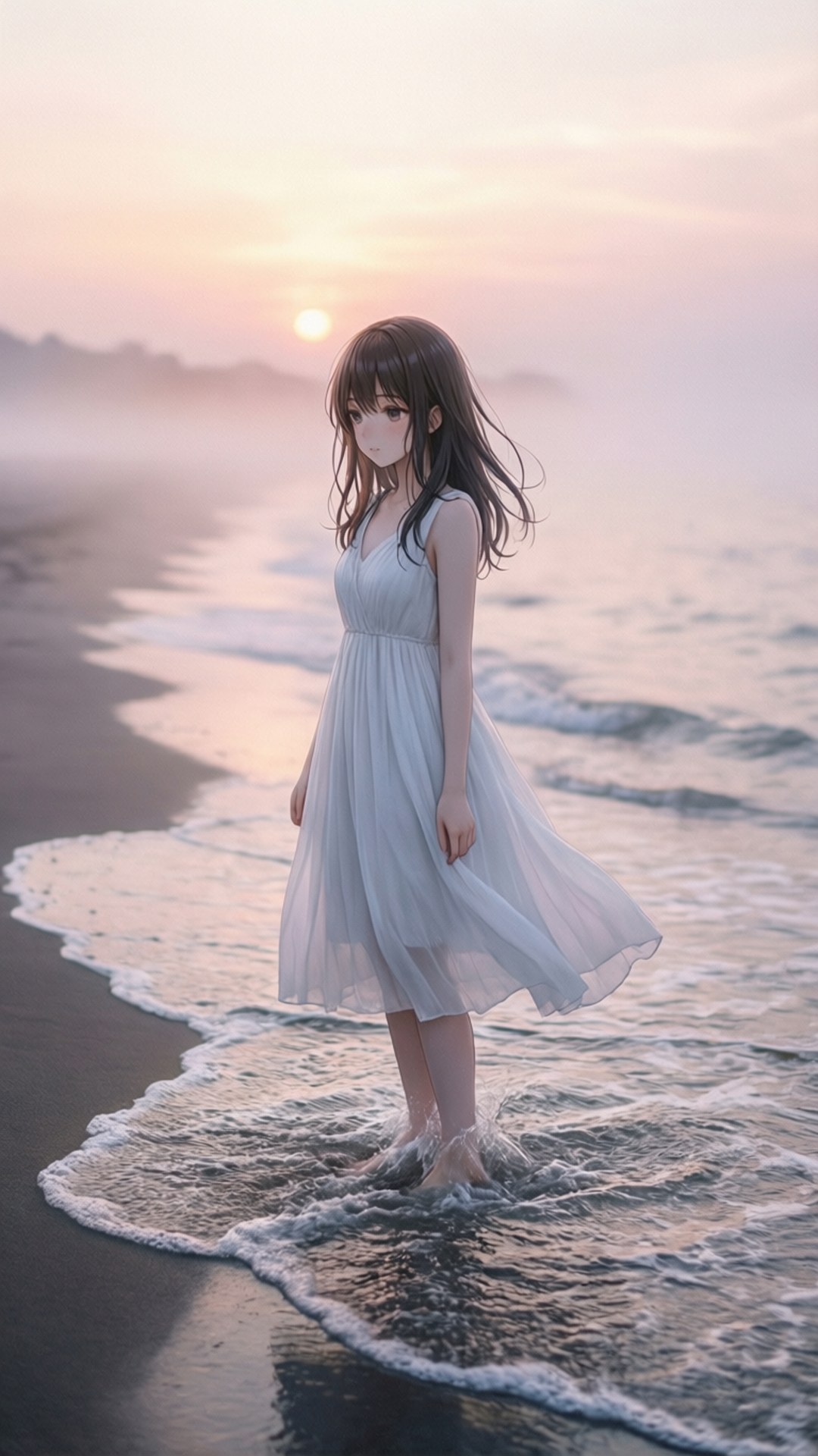 海灘孤影 壁紙