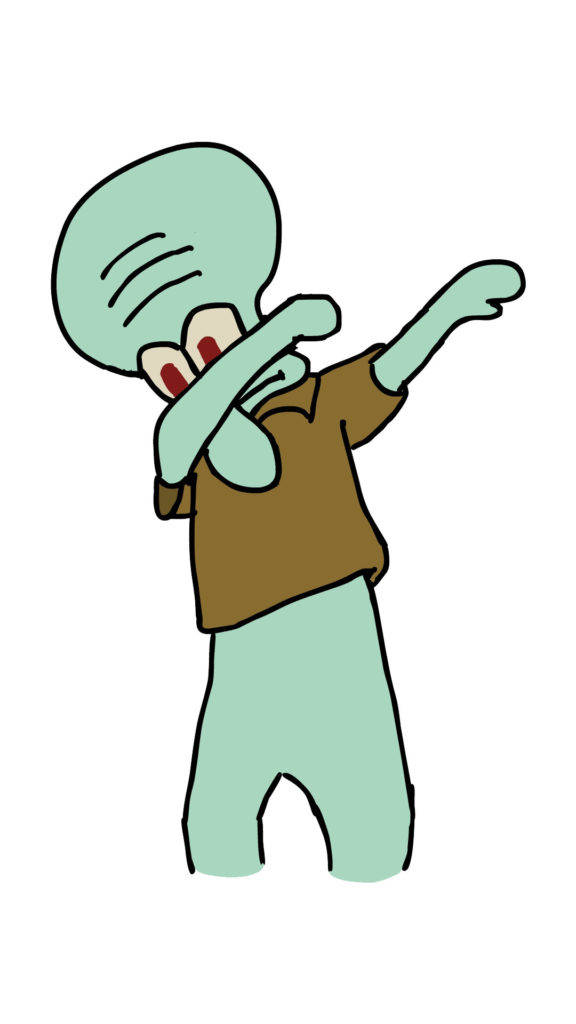 Squidward 桌布 壁紙 — 海綿寶寶中的章魚哥在簡單的卡通插圖中擺出 dab 姿勢。