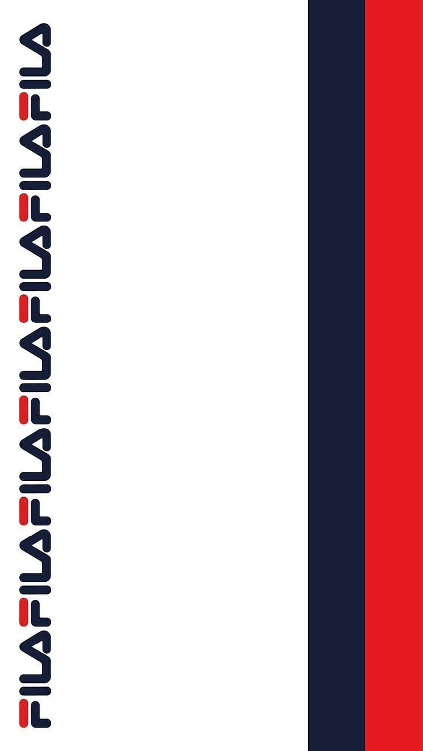 Fila 桌布 壁紙 — 海軍藍、紅色和白色的垂直Fila標誌，背景簡潔極簡，帶有鮮明的色塊。