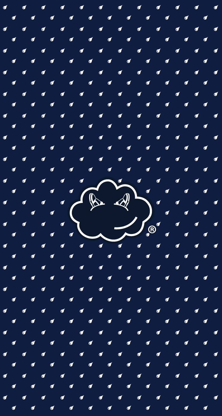 Navy Blue iPhone 桌布 壁紙 — 海軍藍色壁紙，帶有白色雲朵標誌和重複的雨滴圖案。