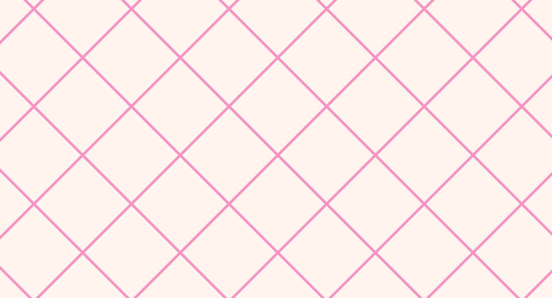 Pink Grid 桌布 壁紙 — 淡粉紅色鑽石格紋圖案在淡奶油色背景上，營造出柔和的幾何壁紙設計。