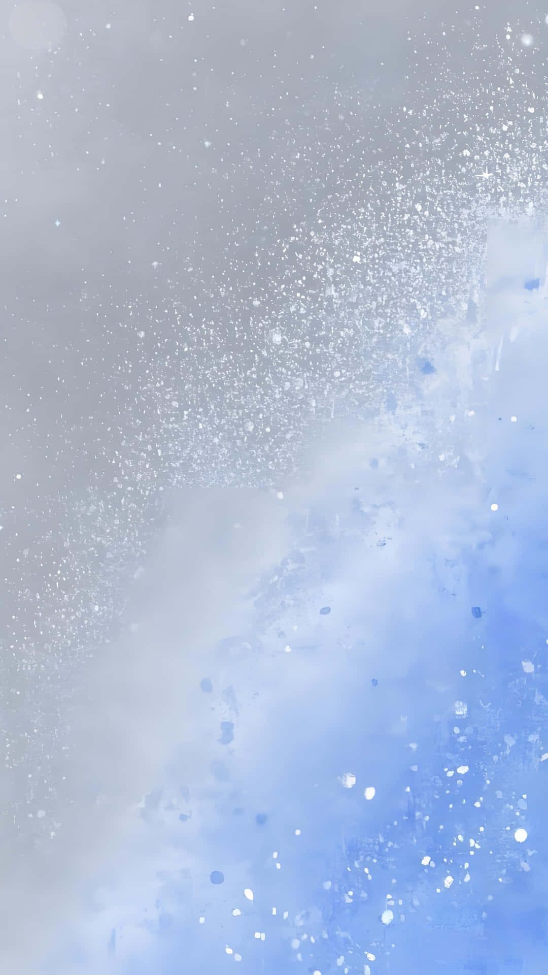 Watercolor gradient wallpaper 壁紙 — 淡藍色和灰色天空的柔和漸變，帶有散落的白色閃粉粒子向下飄落。