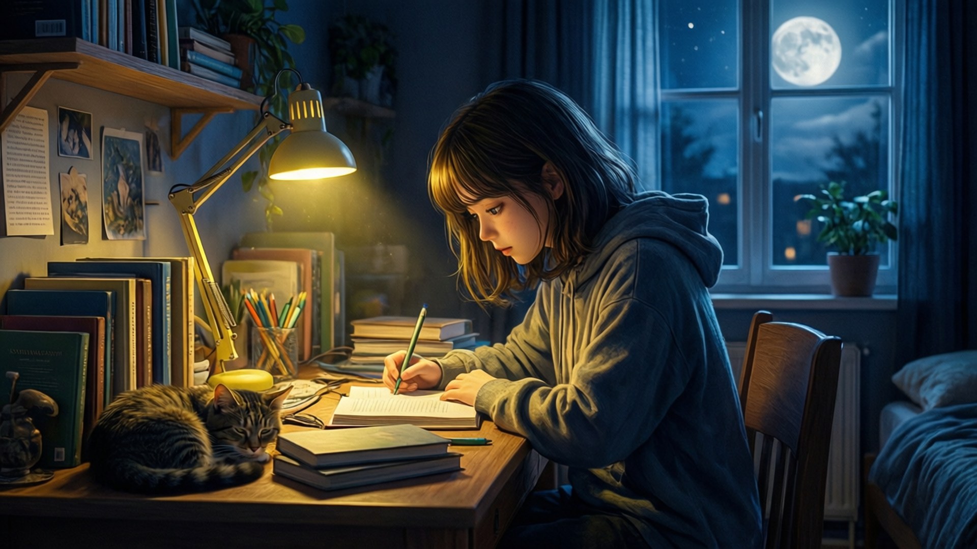 深夜讀書Lofi 壁紙
