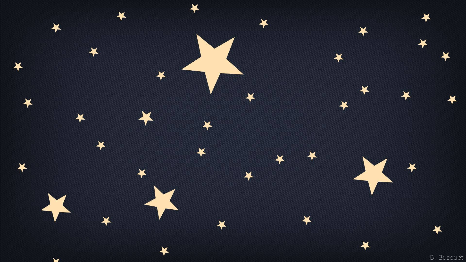 星星動圖 桌布 壁紙 — 深海軍藍色紋理背景，點綴著散落的大小金色星星，營造出天體夜空效果。