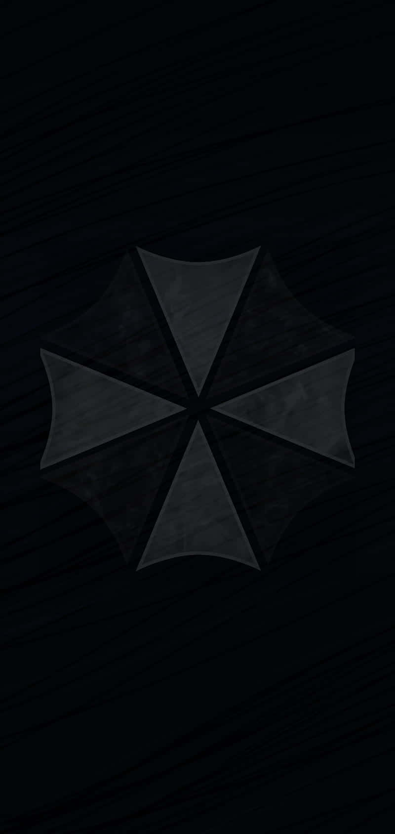 Resident Evil Characters 桌布 壁紙 — 深灰色保護傘公司標誌居中放置於帶有細微木紋紋理的黑色背景上。