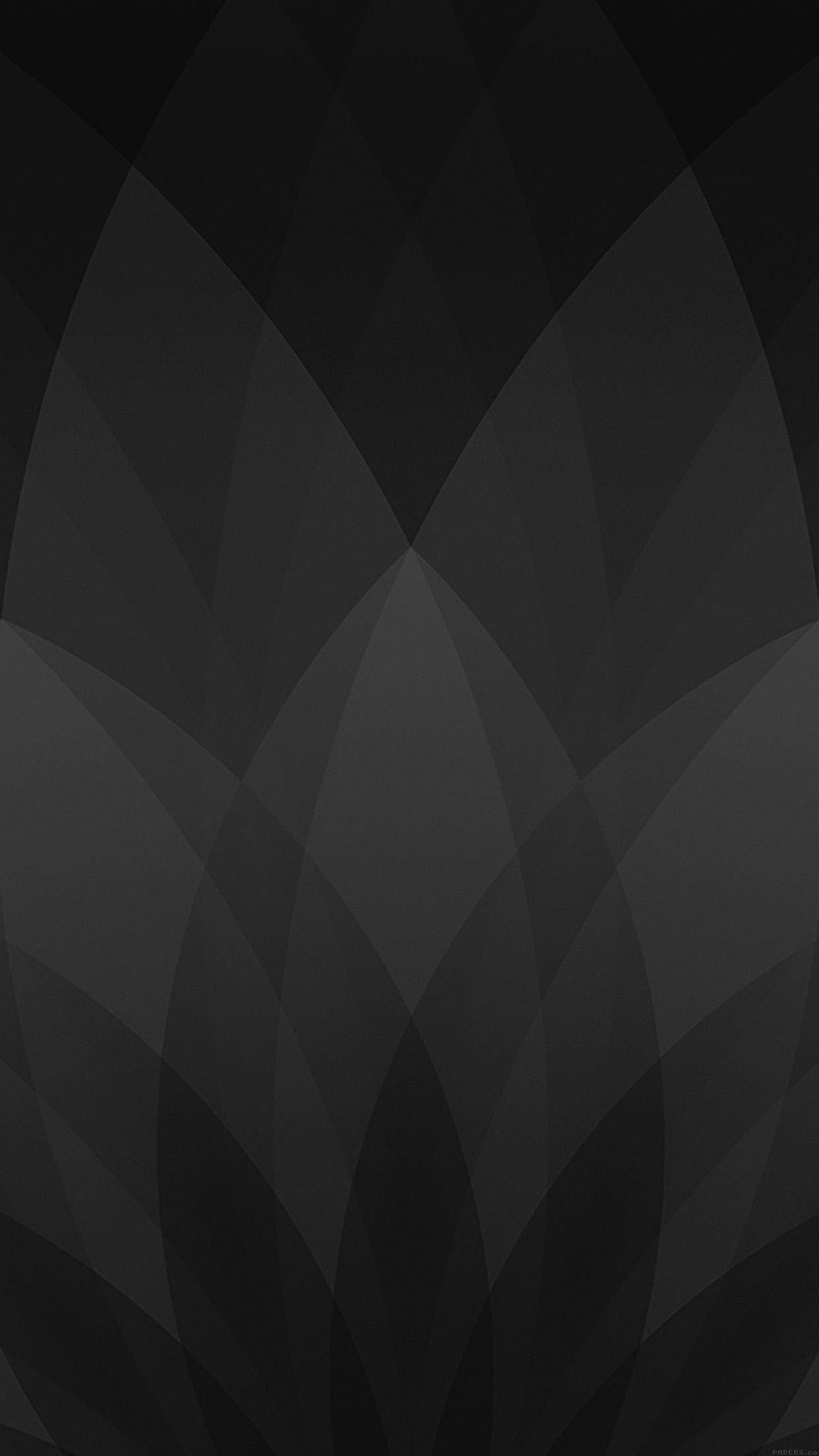 Black And Grey iPhone 桌布 壁紙 — 深灰色和黑色彎曲形狀分層的抽象幾何圖案，營造出現代簡約風格的壁紙。
