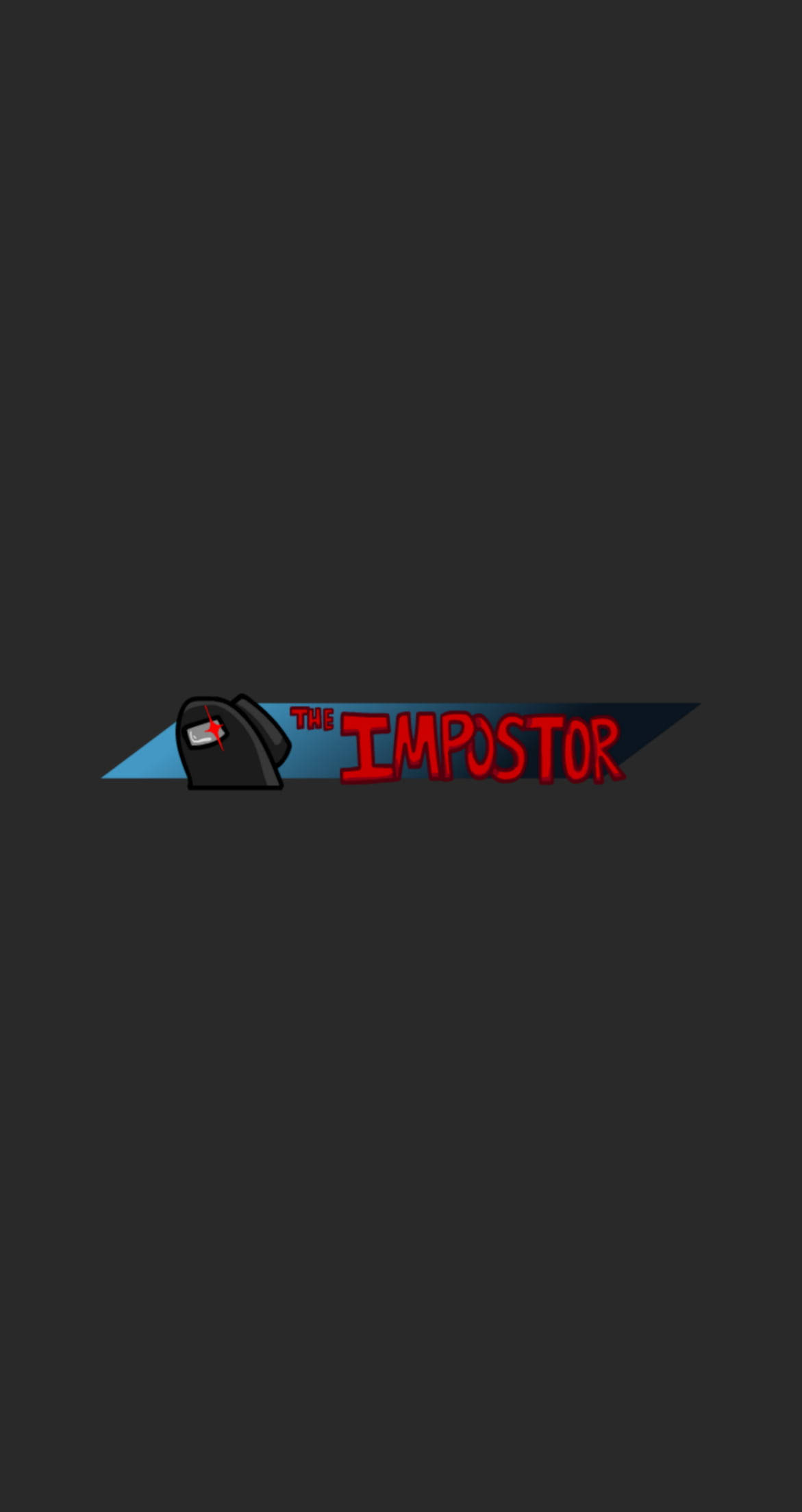 Among US Impostor 桌布 壁紙 — 深灰色桌布， featuring 'The Impostor' 標誌，帶有黑色角色和藍色對角線橫幅上的紅色風格文字。