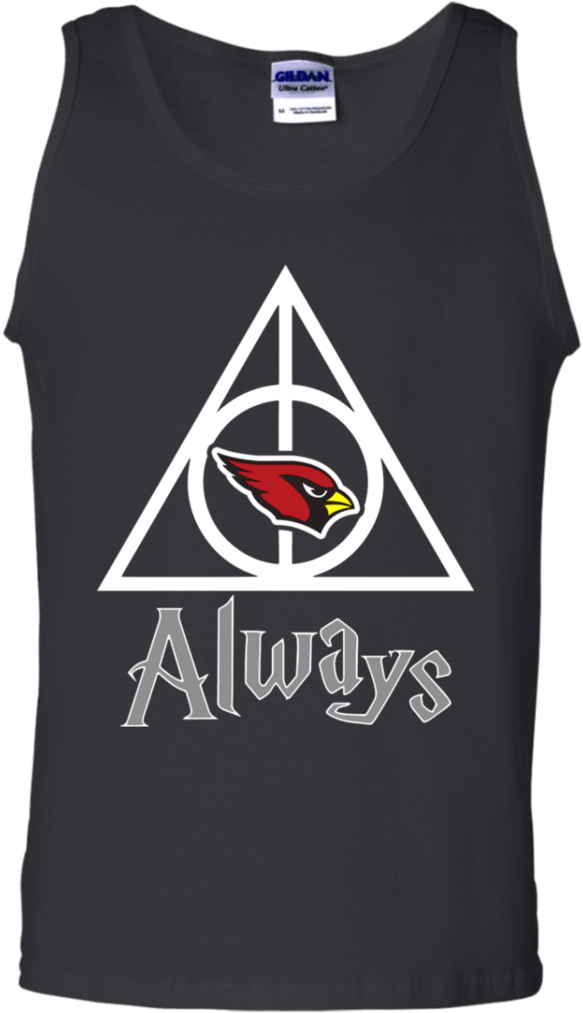 Arizona Cardinals 桌布 壁紙 — 深灰色背心上有白色死神的聖物標誌，內有紅色亞利桑那紅雀鳥，下方有Always字樣。