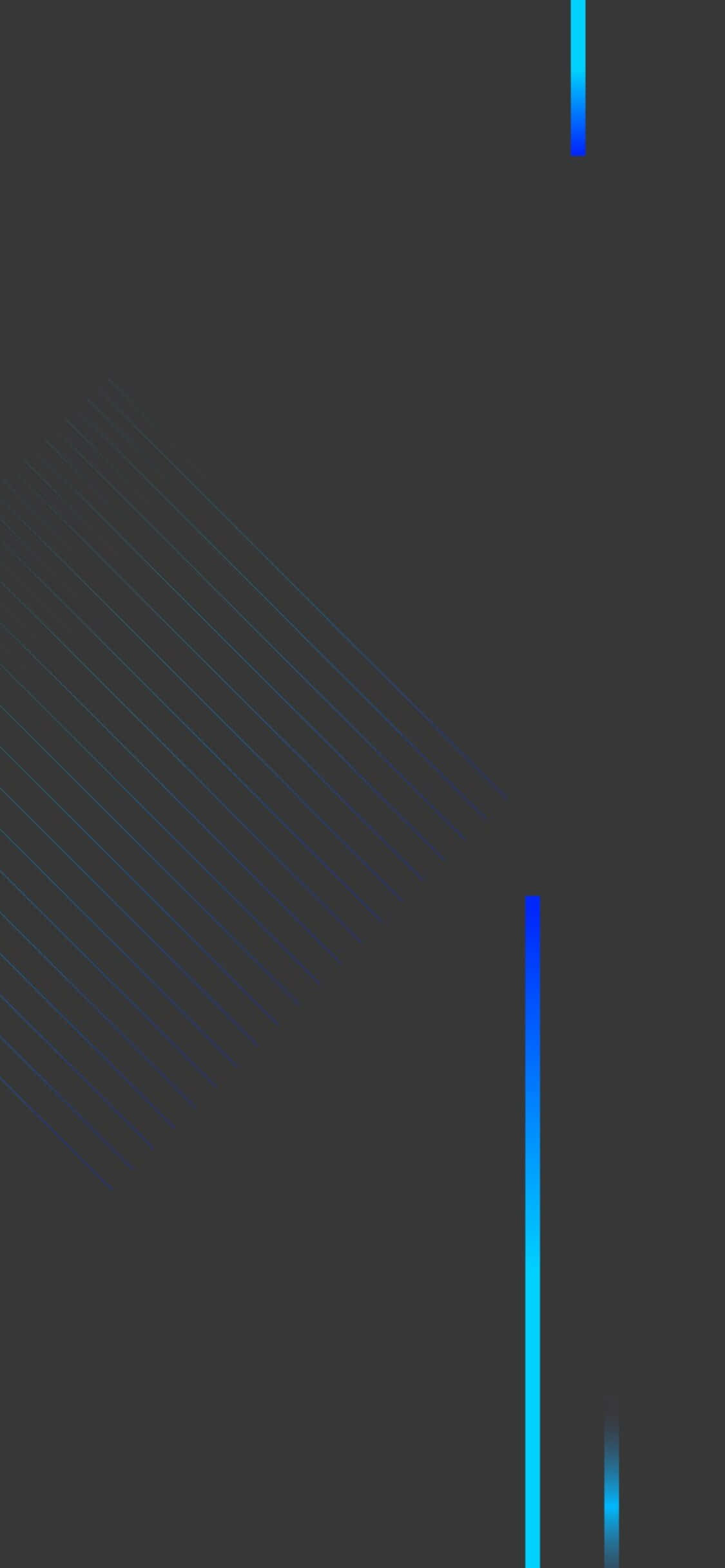深色 iPhone 桌布 壁紙 — 深灰色背景上帶有發光藍色線條和微妙對角線條紋的極簡抽象壁紙。