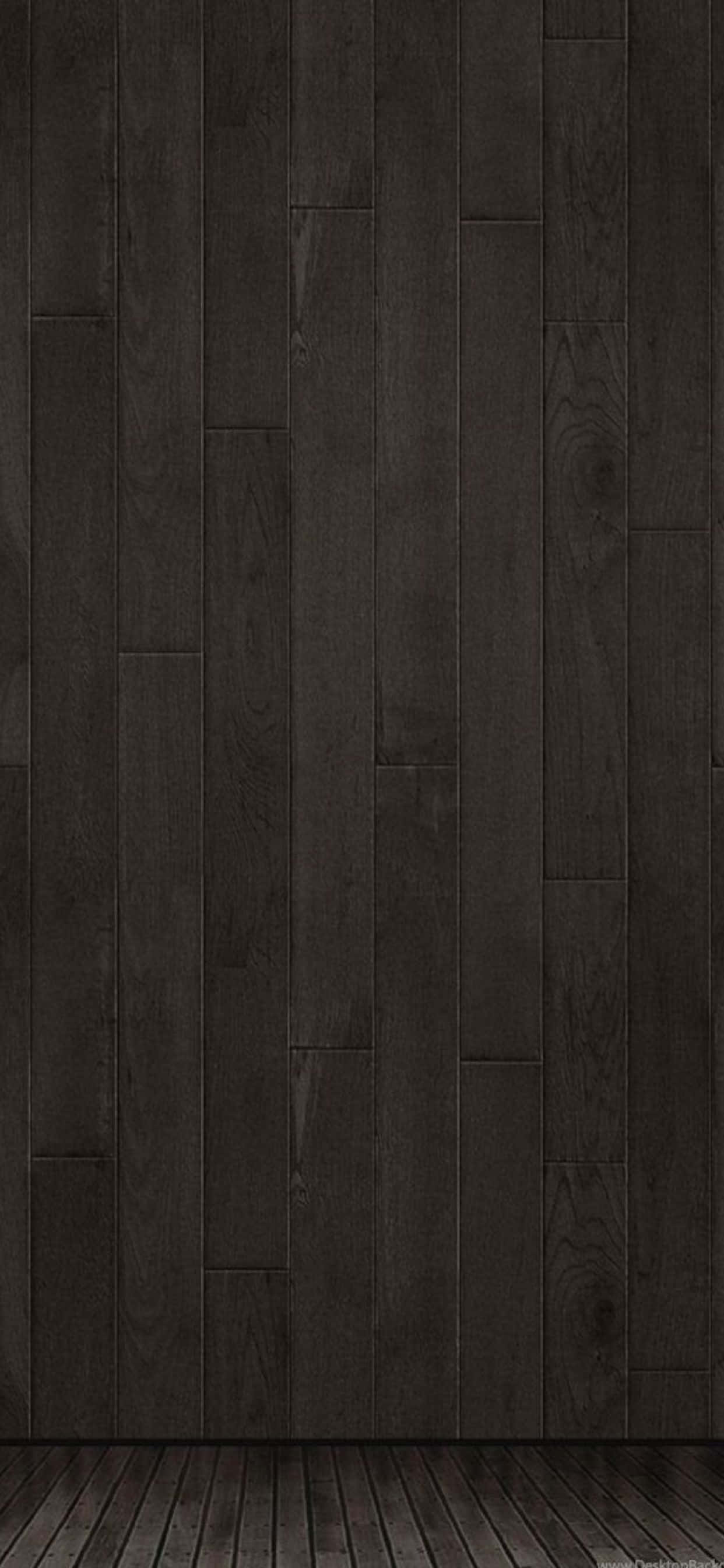 Black Wood 桌布 壁紙 — 深炭色木條牆面搭配相襯地板，營造簡約現代室內質感。