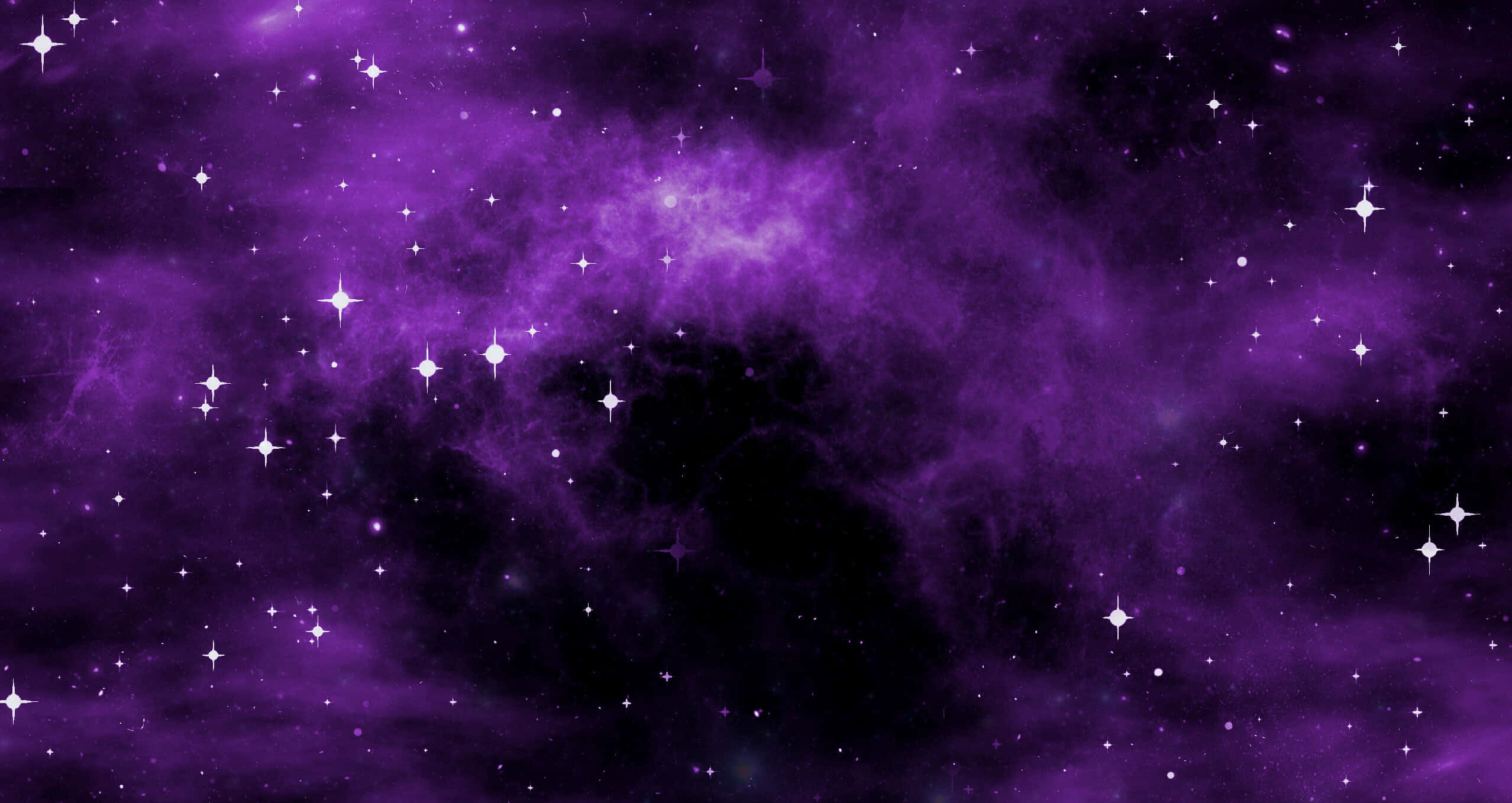 Purple Space 桌布 壁紙 — 深空中充滿閃爍星星和旋轉宇宙塵埃的充滿活力的紫色星雲。