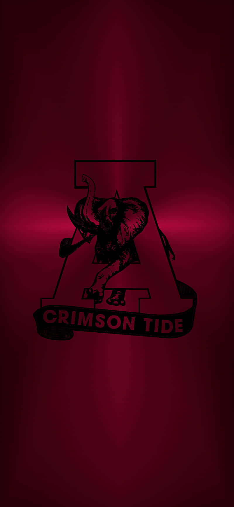 Alabama Football iPhone 桌布 壁紙 — 深紅漸層背景上，一個大字母A內有衝鋒大象的醒目黑色剪影。