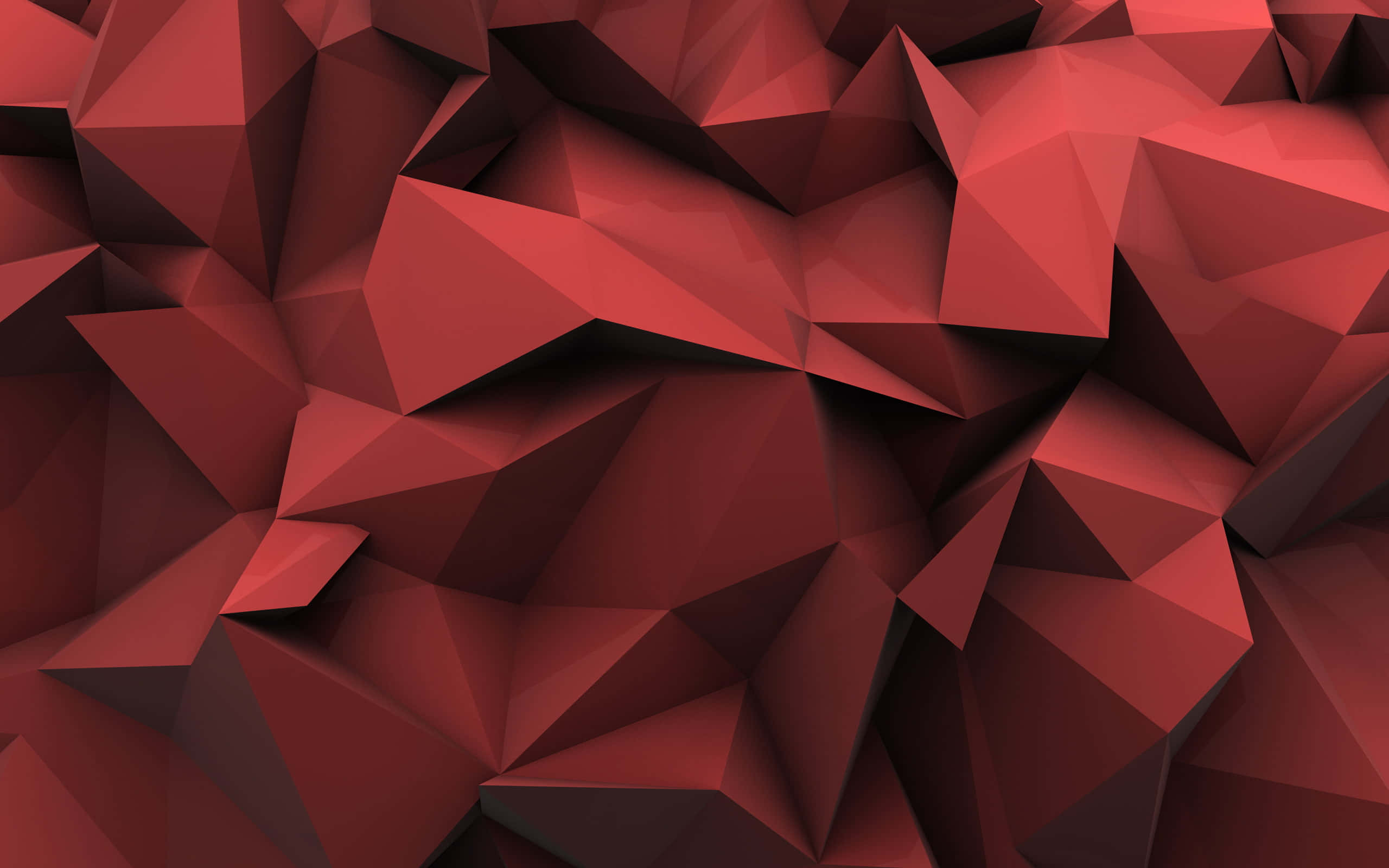 Low Poly 桌布 壁紙 — 深紅色幾何切面的動態抽象構圖，營造出帶有銳利陰影和高光的紋理低多邊形表面。