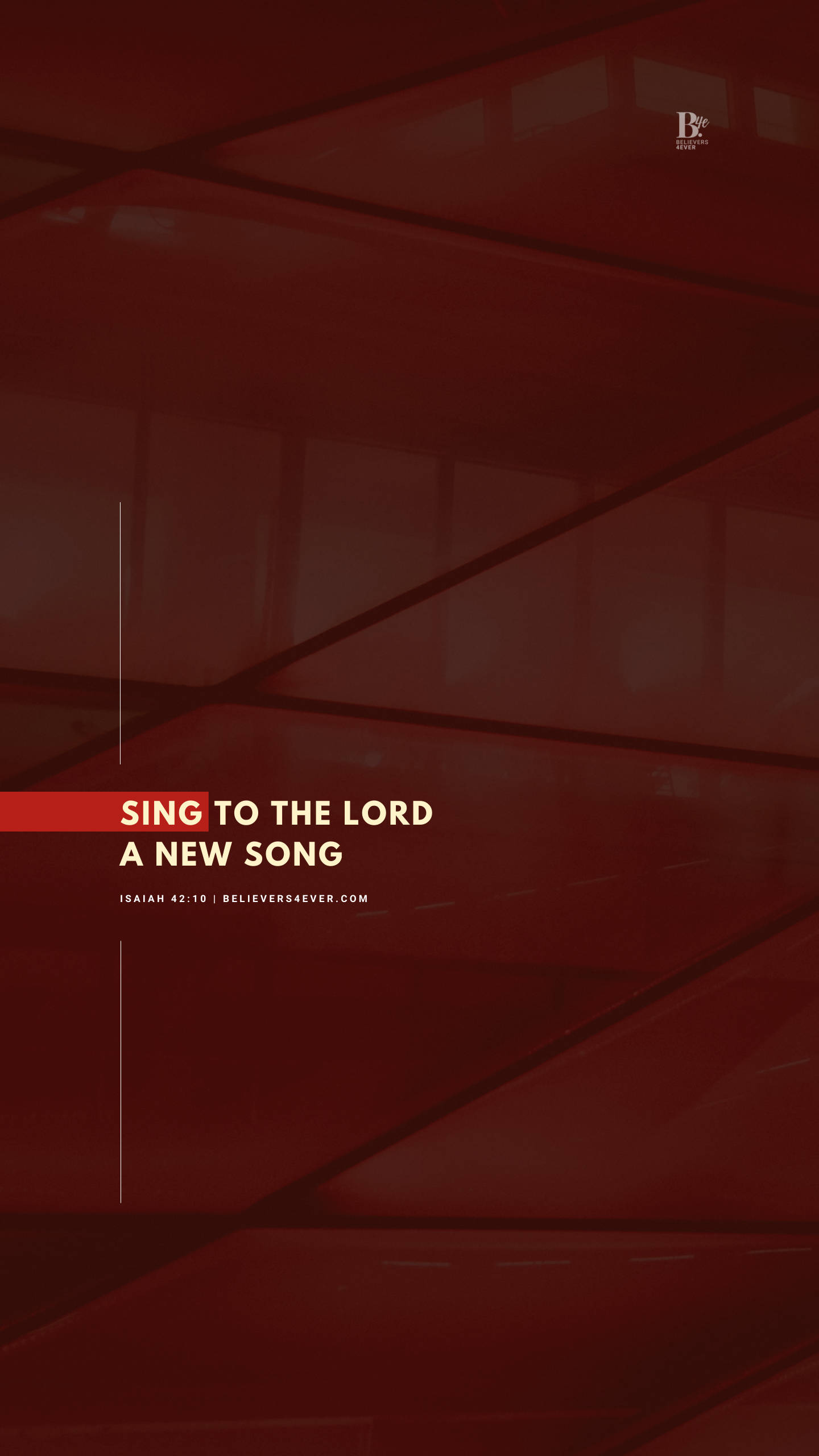 桌布 壁紙 — 深紅色抽象幾何背景，帶有粗體白色文字 'SING TO THE LORD A NEW SONG' 及經文出處。