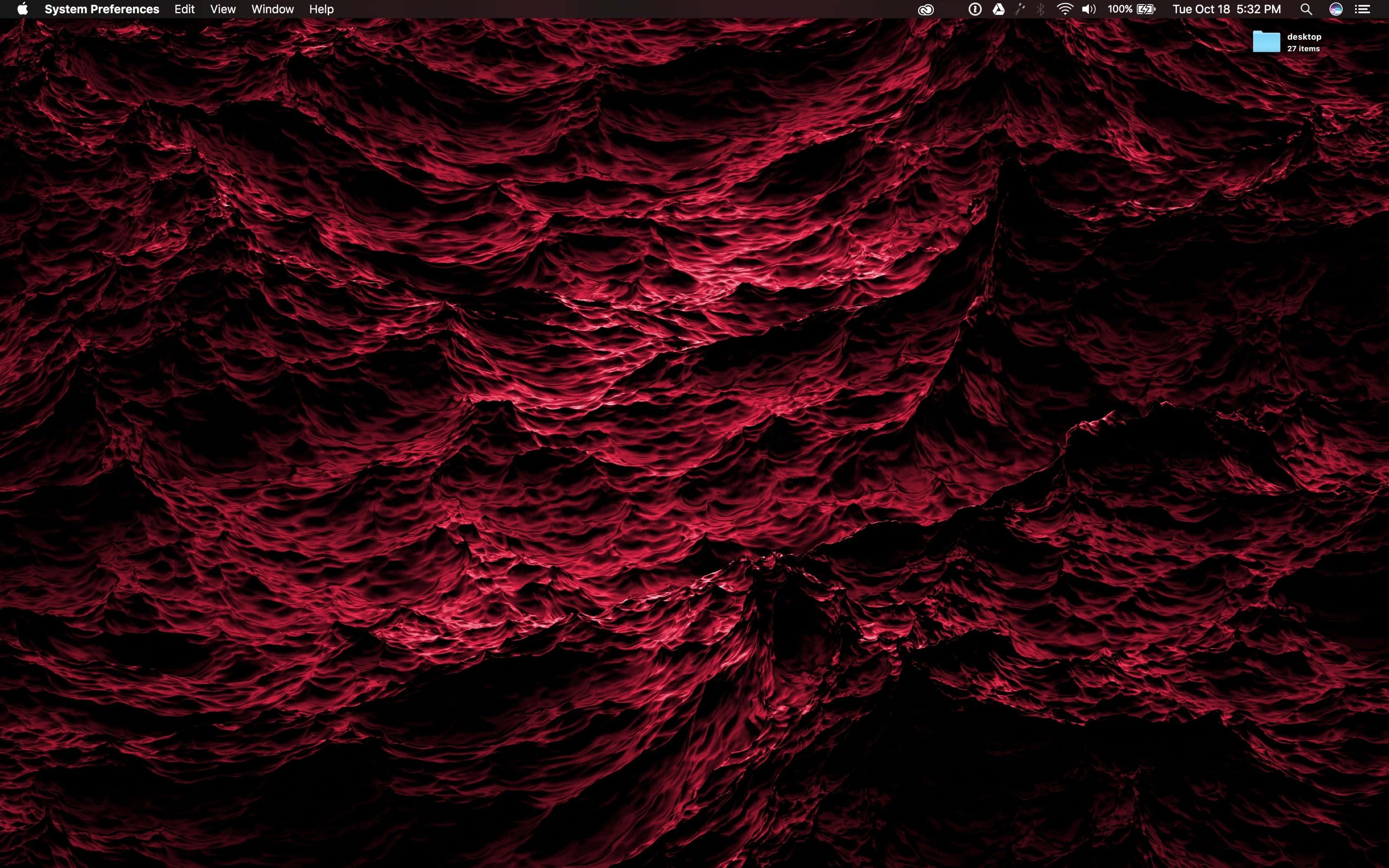 Aesthetic Red Pc 桌布 壁紙 — 深紅色波浪與暗影交織的戲劇性抽象紋理，營造出陰鬱而強烈的視覺效果。
