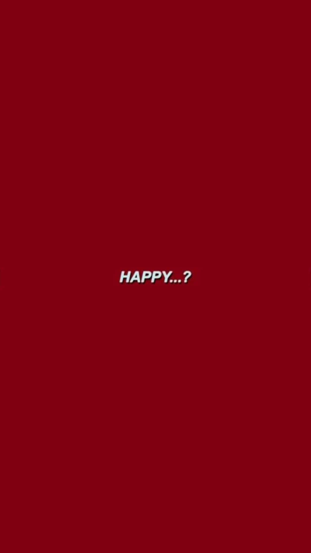 快樂 桌布 壁紙 — 深紅色純色背景上居中顯示粗體白色文字 HAPPY...?。