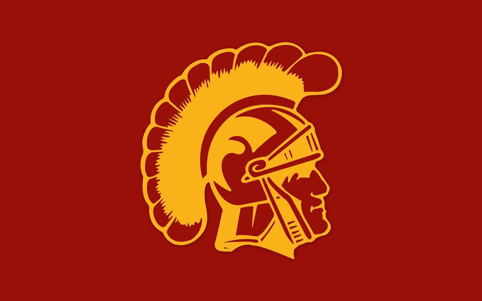紅色動圖 桌布 壁紙 — 深紅色背景上帶有冠飾的羅馬角鬥士頭盔的醒目黃色剪影。