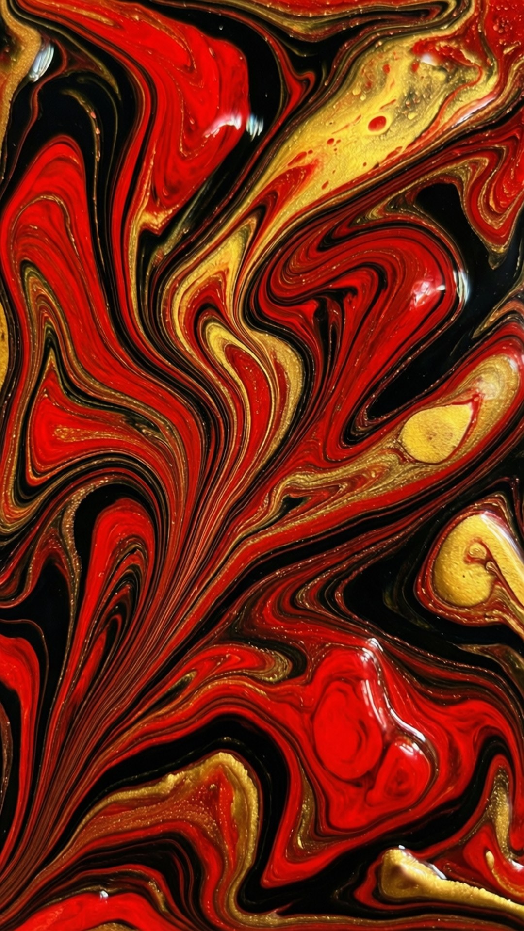深紅金流體 壁紙