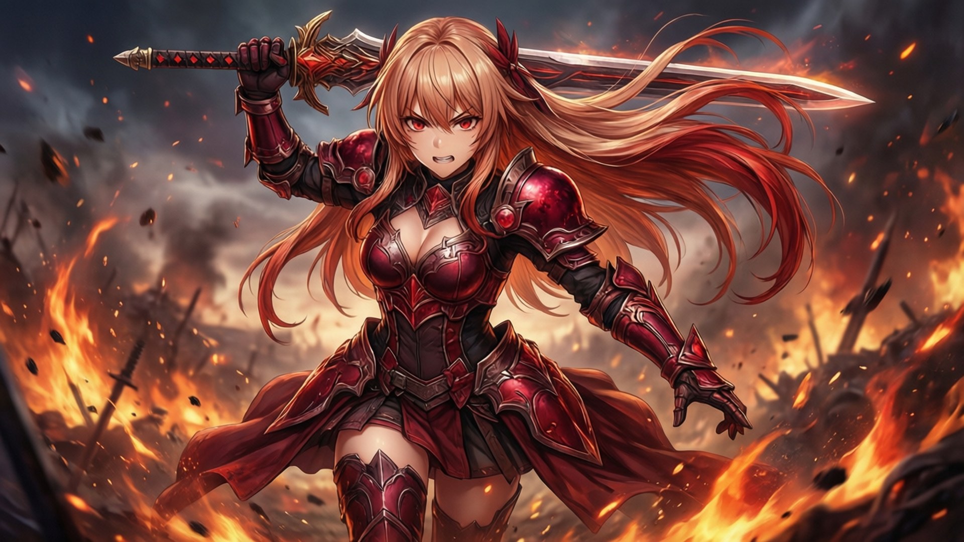 深紅騎士的衝鋒 壁紙