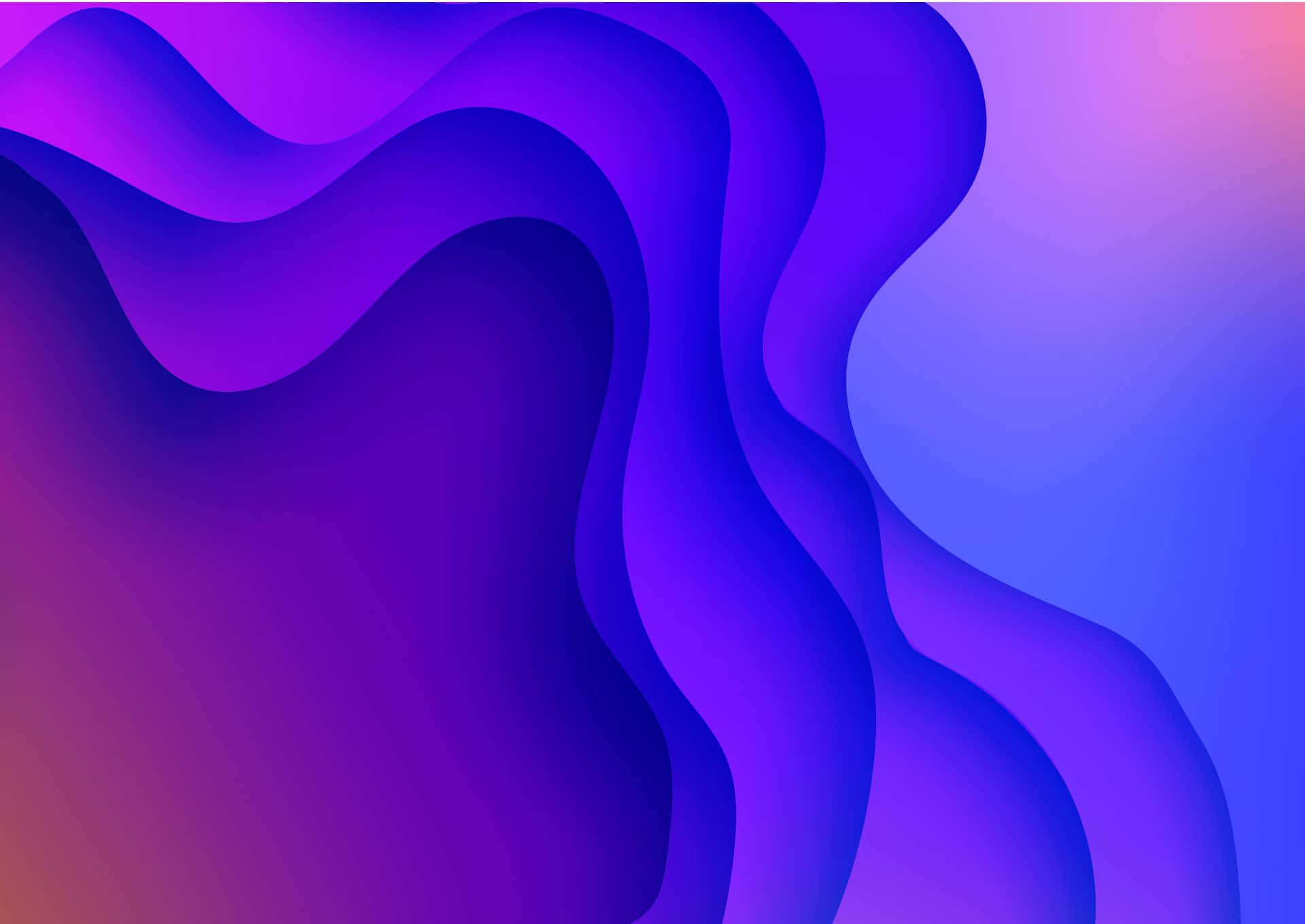vector 桌布 壁紙 — 深紫色和藍色漸層的平滑流動波浪，營造出寧靜的數位抽象背景。