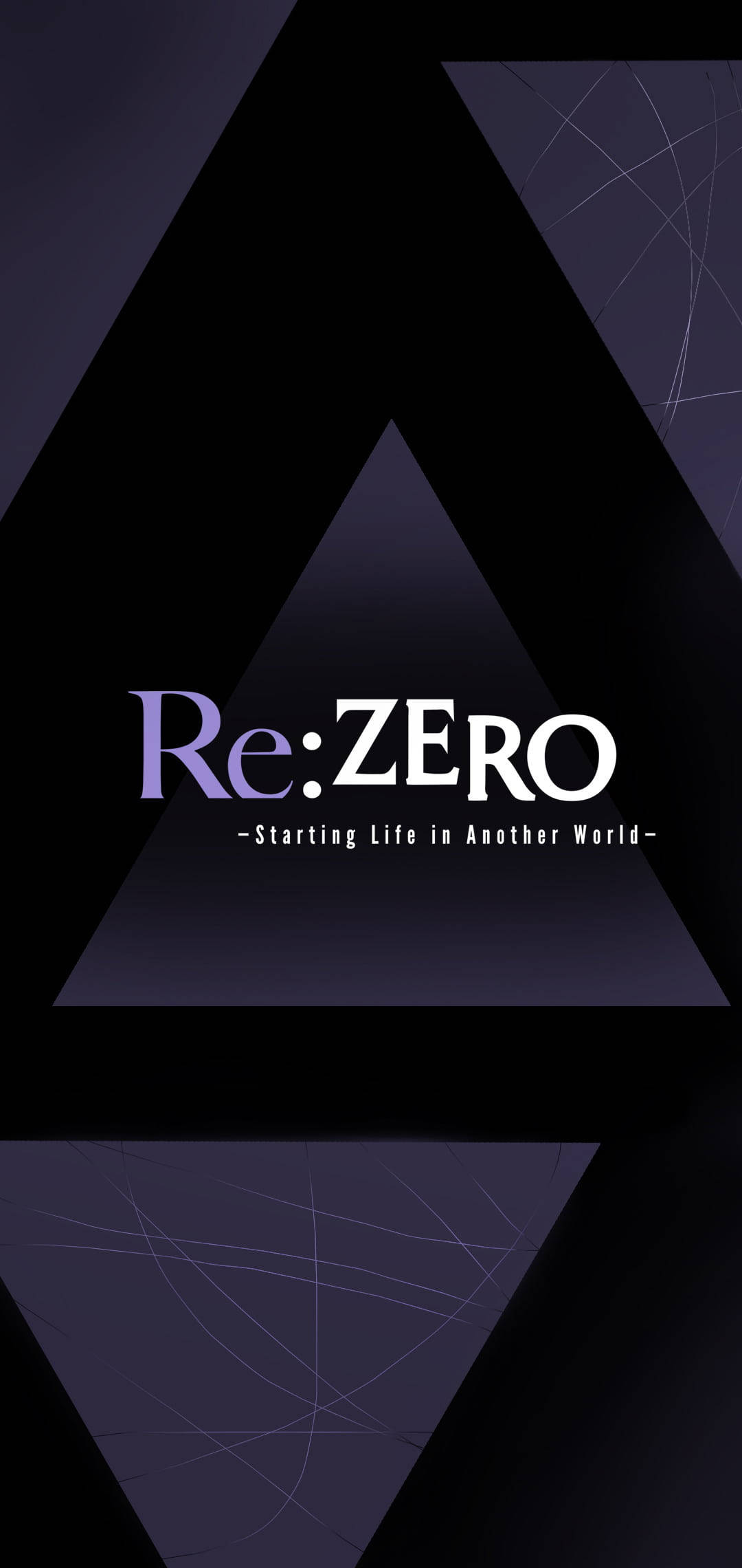 動漫 桌布 壁紙 — 深紫色和黑色的幾何壁紙，Re:ZERO 標誌居中於分層三角形內。