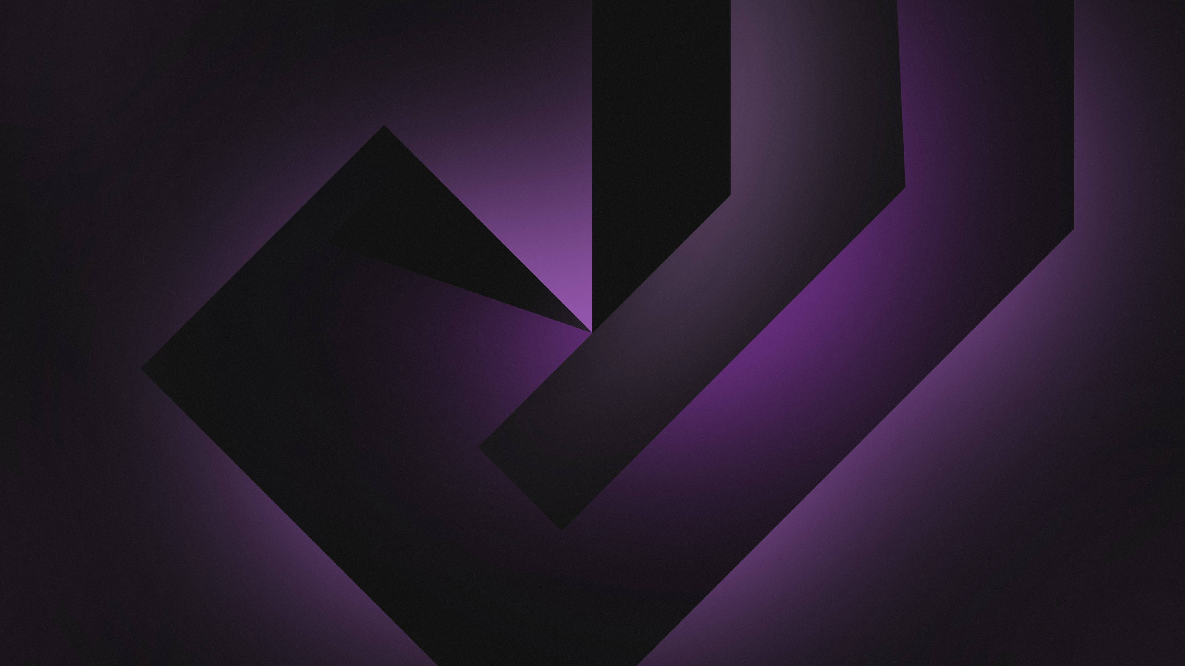 Violet Aesthetic 桌布 壁紙 — 深紫色和黑色的抽象幾何形狀，帶有柔和發光的邊緣，創造出現代極簡主義的數位藝術作品。