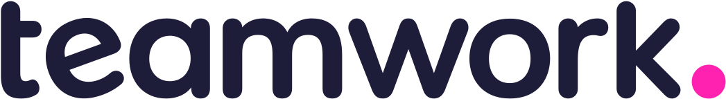 Teamwork 桌布 壁紙 — 深紫色小寫字母的 teamwork 一字，k 後面有一個亮粉紅色的點。