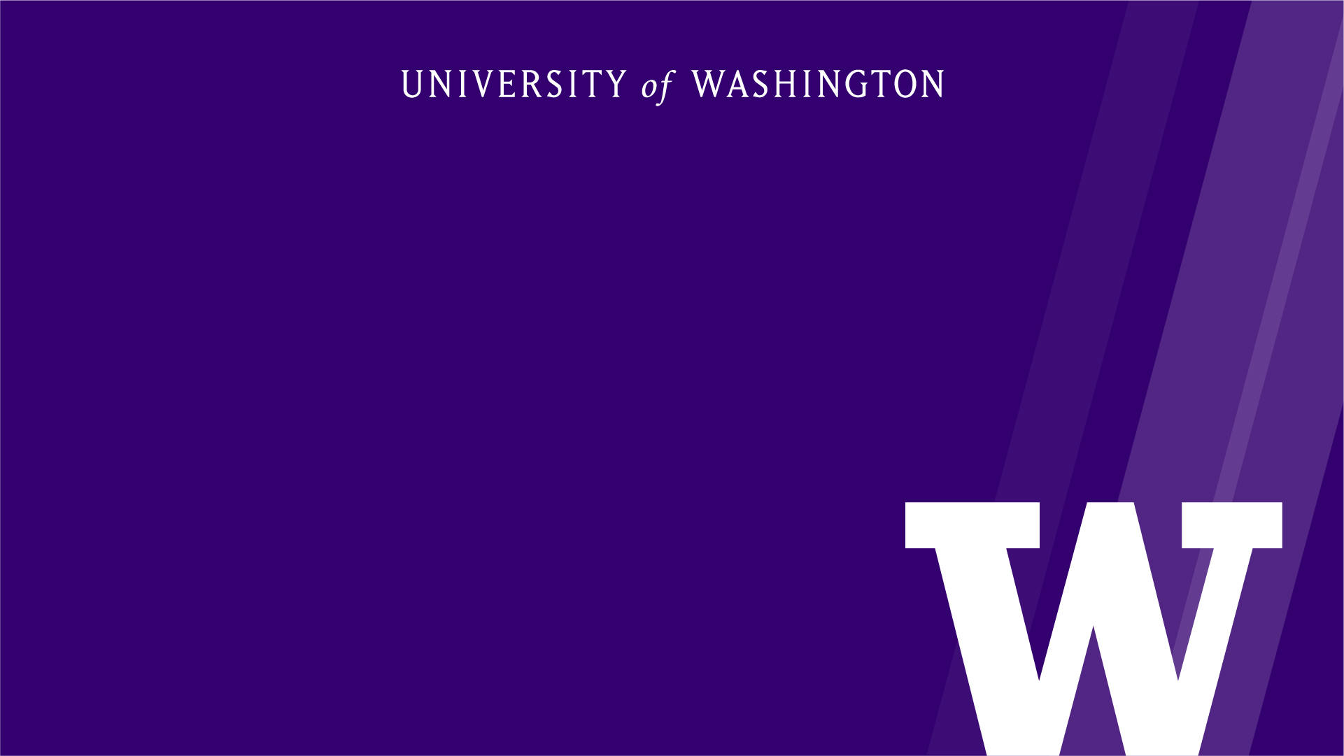 標誌 桌布 壁紙 — 深紫色漸變背景上，一個大膽的白色「W」標誌和「UNIVERSITY of WASHINGTON」文字。