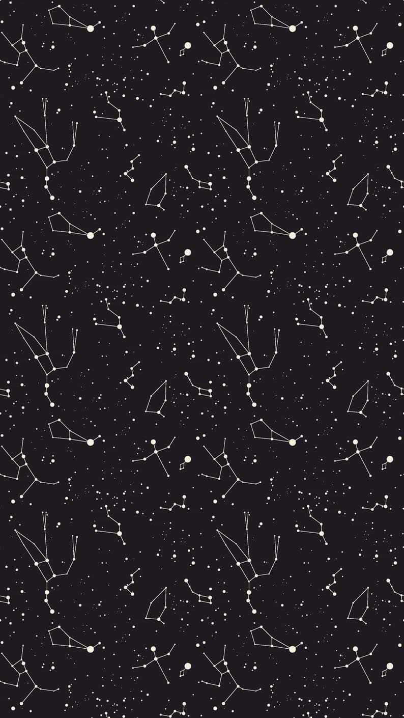 Constellations 桌布 壁紙 — 深色夜空圖案，帶有白色輪廓星座和散落的星星。