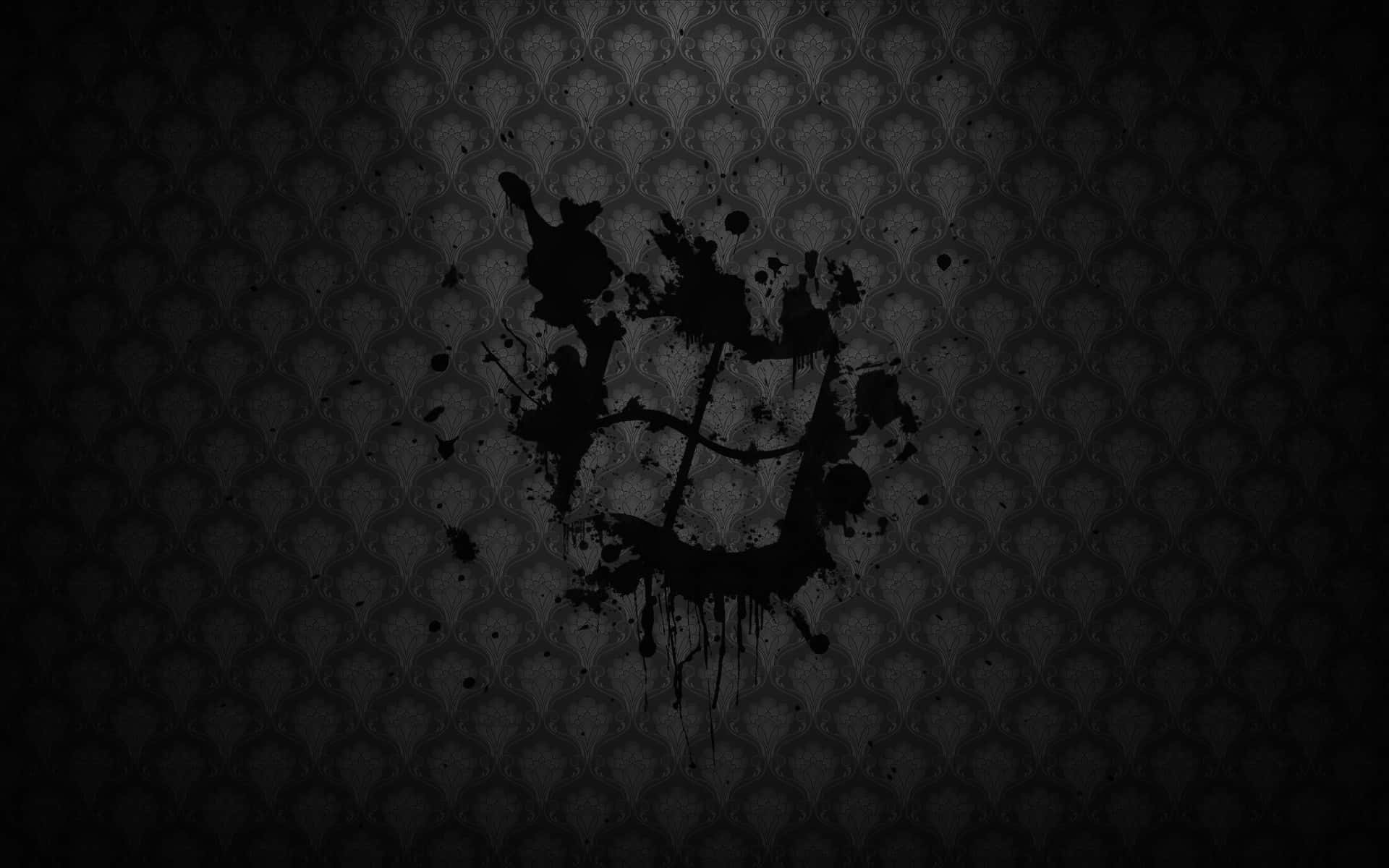 Black Windows 桌布 壁紙 — 深色大馬士革壁紙，帶有強烈的黑色墨水飛濺，營造出前衛的抽象設計。