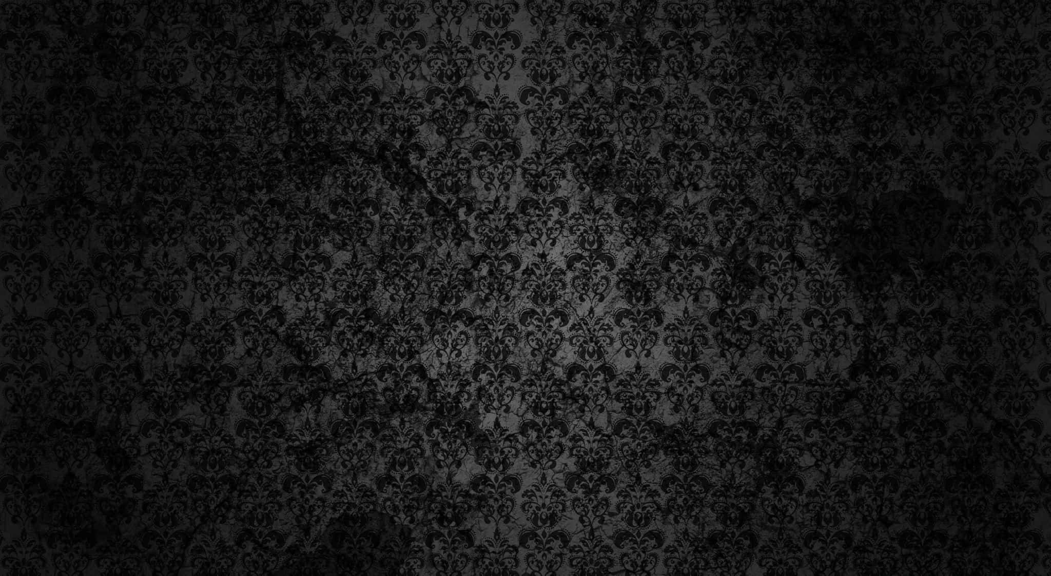 Dark Grunge 桌布 壁紙 — 深色大馬士革壁紙，帶有精緻的花卉圖案，逐漸消失在陰暗的角落。