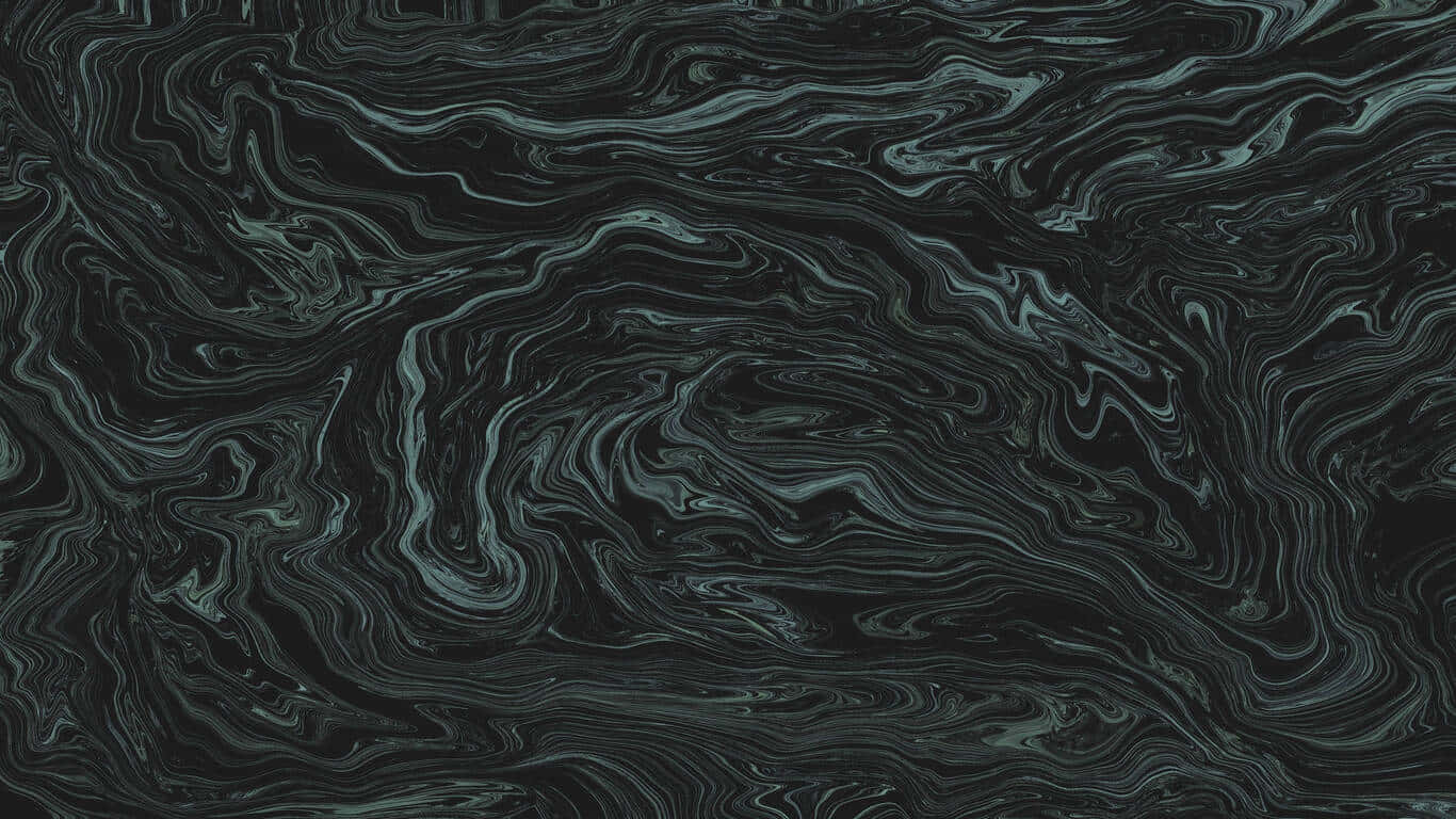 背景 桌布 壁紙 — 深色旋轉的青色和黑色抽象圖案，類似液體大理石或宇宙星雲。