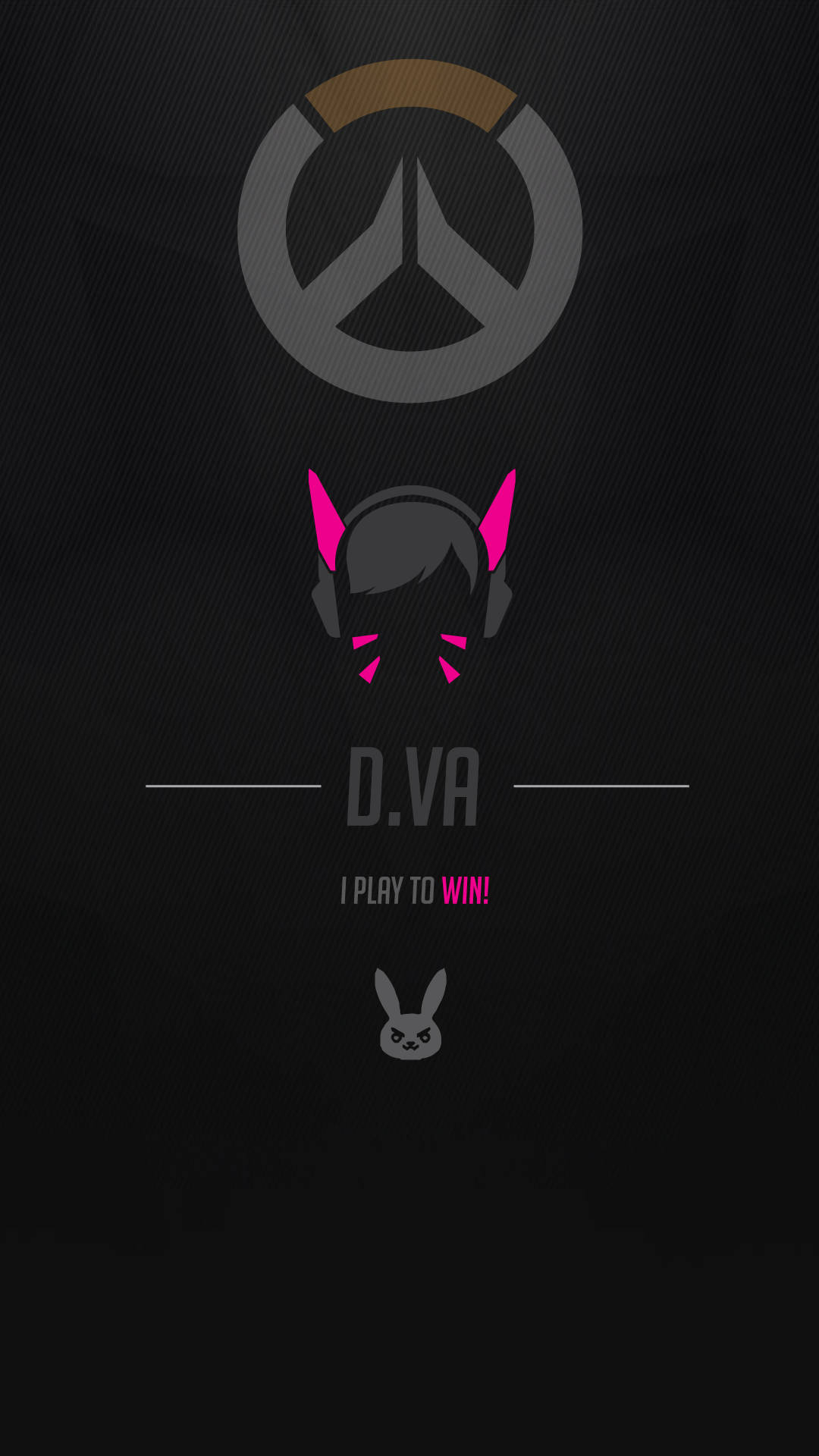 鬥陣特攻 桌布 壁紙 — 深色桌布， featuring Overwatch 標誌、D.Va 的粉紅色角頭盔和她的口號 I PLAY TO WIN。
