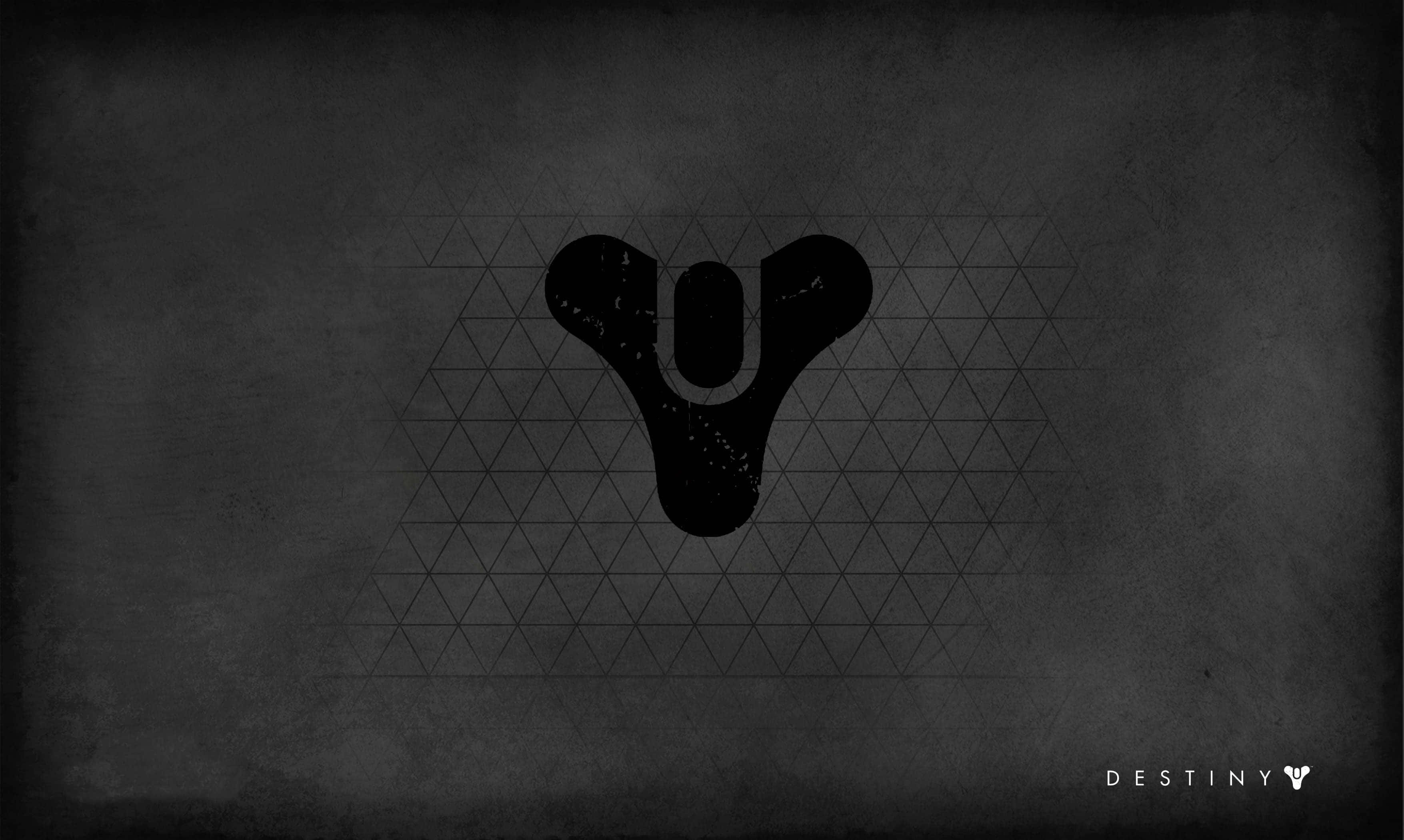桌布 壁紙 — 深色紋理壁紙，Destiny 標誌居中，置於微妙的三角形網格圖案之上。