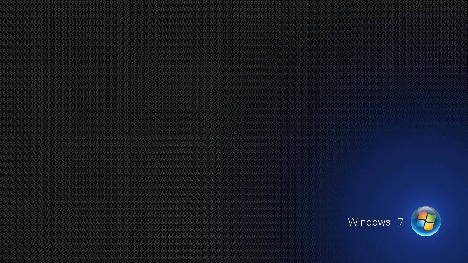 Windows 10 桌布 壁紙 — 深色紋理壁紙，帶有漸變藍色光芒，右下角有 Windows 7 標誌。