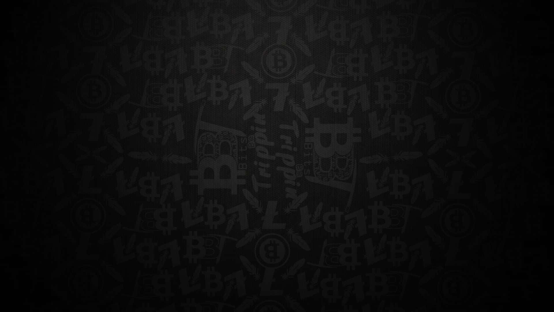 4K Bitcoin 桌布 壁紙 — 深色紋理壁紙，帶有灰色調中微弱重複的比特幣符號和井號。