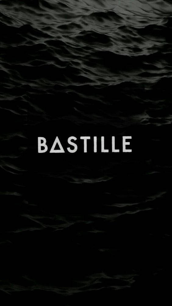 Bastille 桌布 壁紙 — 深色紋理水波紋，白色 'BASTILLE' 文字居中對齊，黑色背景。