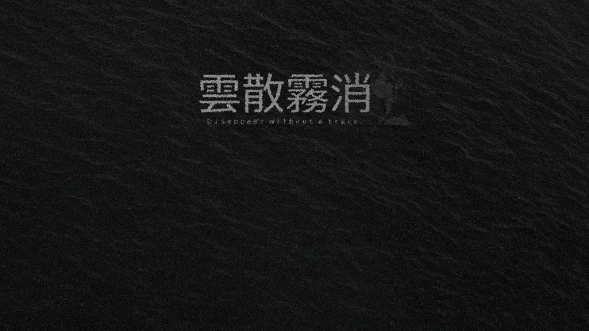 Dark Aesthetic Computer 桌布 壁紙 — 深色紋理背景，帶有模糊的中文字元和英文文字，內容為消失得無影無蹤。