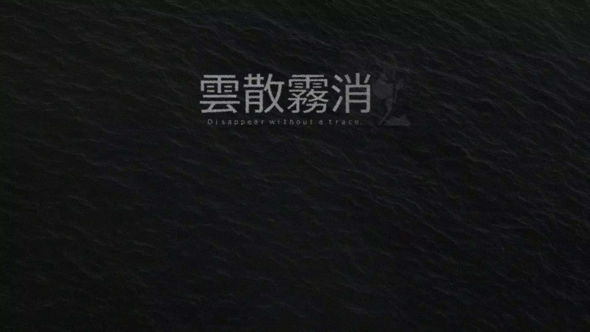 日式審美桌面 桌布 壁紙 — 深色紋理表面，帶有模糊的白色中文字和英文文字，內容為消失得無影無蹤。
