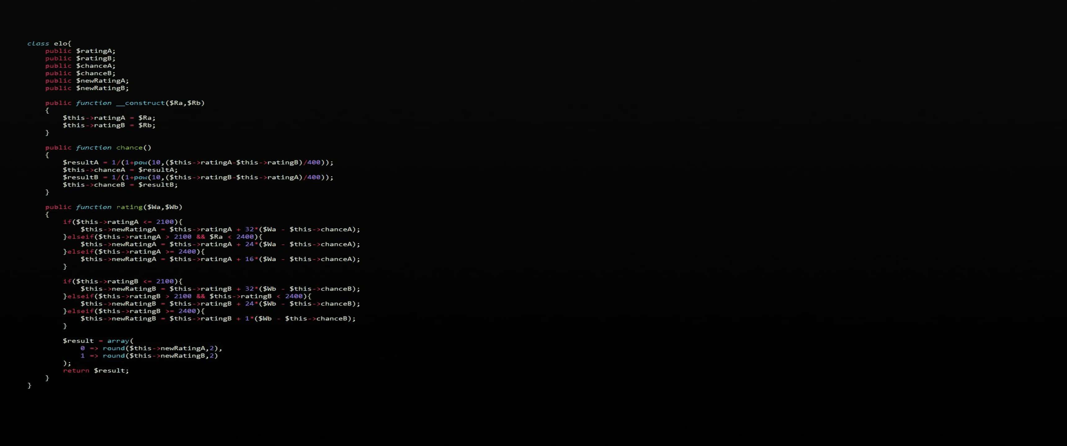 3440x1440p Programming 桌布 壁紙 — 深色背景，帶有發光綠色單色程式碼語法高亮顯示，適用於程式設計介面。