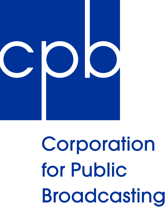 大紅狗克利福德 桌布 壁紙 — 深色背景上帶有白色「cpb」字母和藍色文字「Corporation for Public Broadcasting」的藍黑標誌。