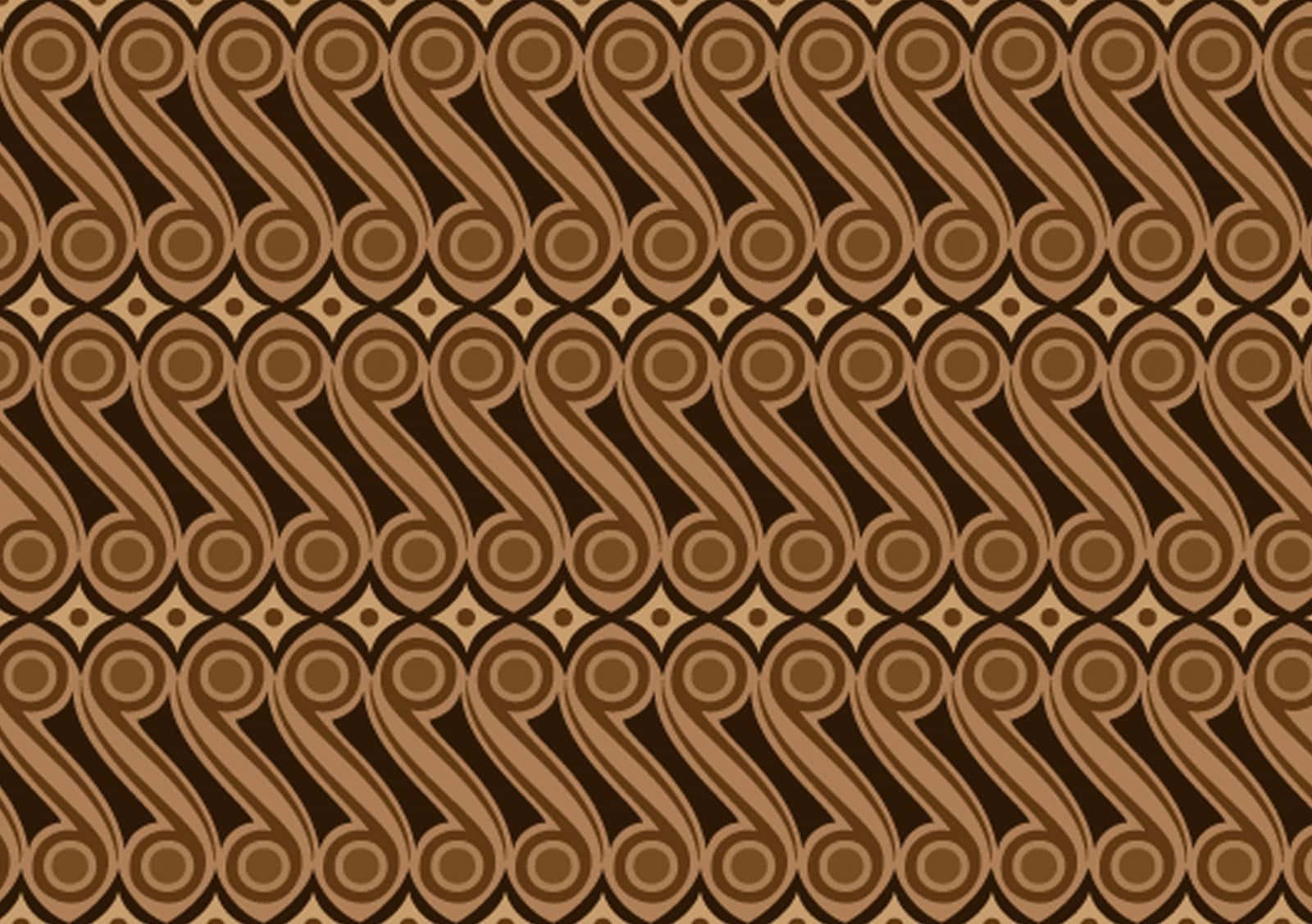 Batik 桌布 壁紙 — 深色背景上重複的棕色漩渦和圓圈的復古幾何圖案。