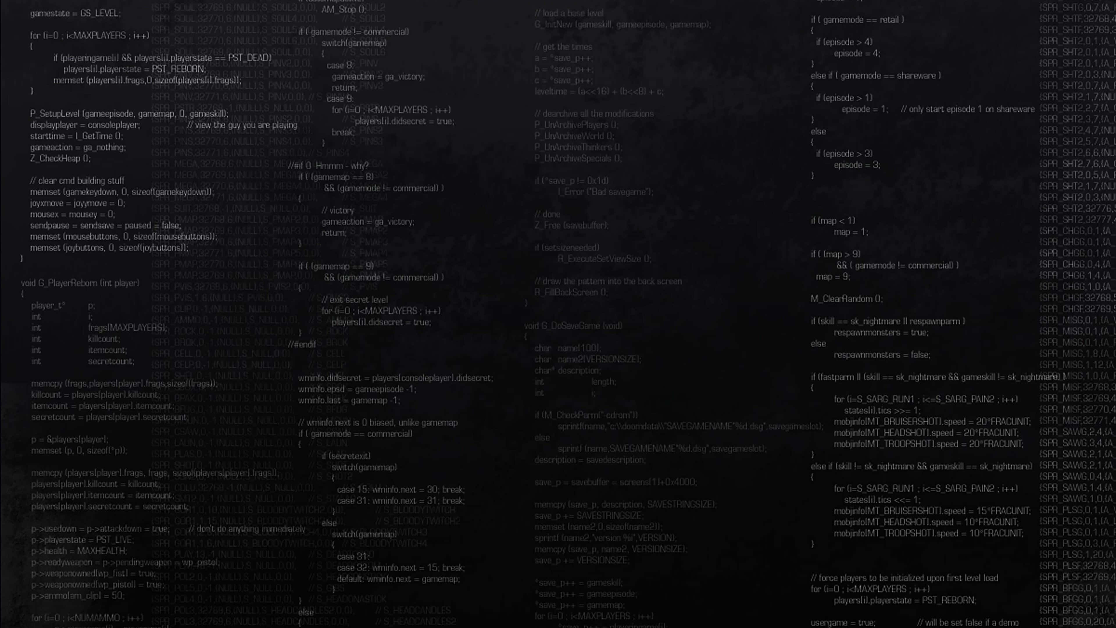 4K程式壁紙 桌布 壁紙 — 深色背景充滿了各種程式語言發光的程式碼行，營造出數位科技美學。